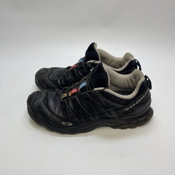 Salomon XA Pro 3D Triple Black Leather Trail Shoes Wom Sz 7.5 US Running Hiking - Picture 3 of 15